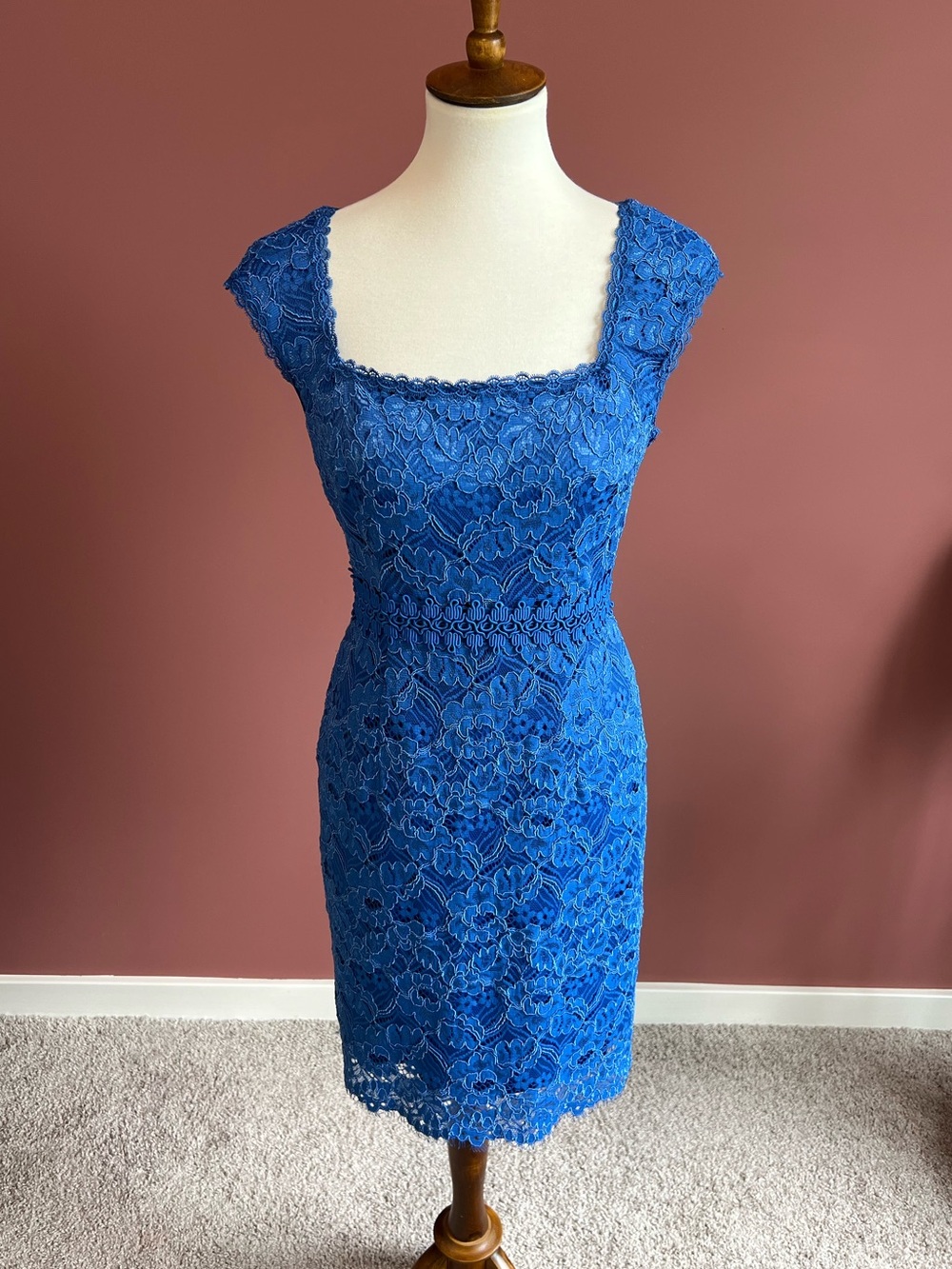 Ann Taylor Royal Blue Lace Sheath Dress Size 2